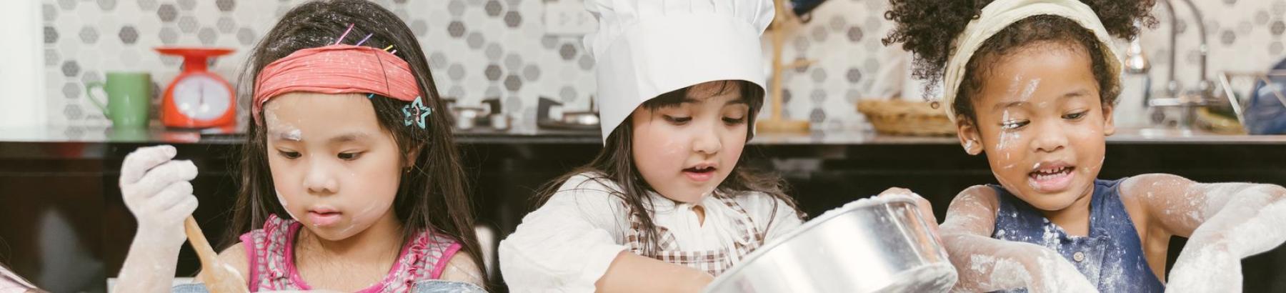 Children in kitchen cooking